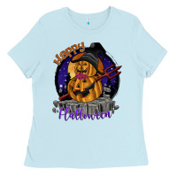 Baby Blue Happy Halloween Ladies Tee - SublimationCraftShop