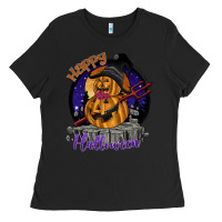Black Happy Halloween Ladies Tee - SublimationCraftShop