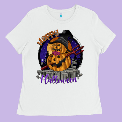 Happy Halloween Ladies Tee Designed By Sublimationcraftshop