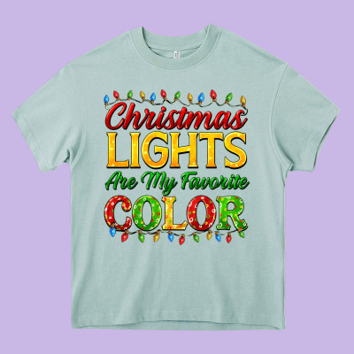 Christmas Lights Are My Favorite Color Heavy Core Tee Designed By Fadigitalartstudio