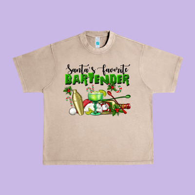 Santa's Favorite Bartender Urban Heavy Tee Designed By Lillyallendesigns