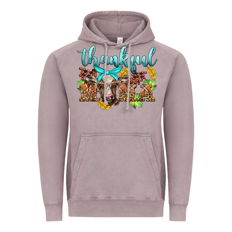 Thankful Mama Cow Vintage Hoodie by BarkalooDesign | Teevron