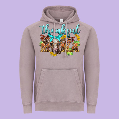 Thankful Mama Cow Vintage Hoodie Designed By Barkaloodesign