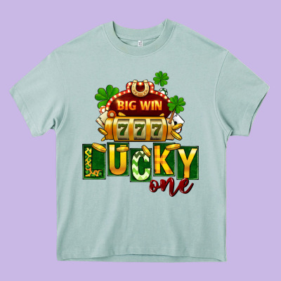 St Patricks Lucky One Heavy Core Tee Designed By Fadigitalartstudio