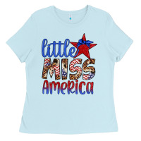 Baby Blue little miss america Ladies Tee - Artiststas