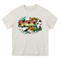 Cream Massachusetts State Map Heavy Core Tee - RanaPortraitStore