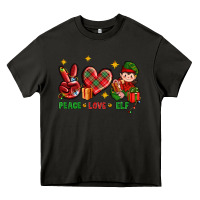 Asphalt Peace Love Elf Christmas Heavy Core Tee - BundleAndBundleShop