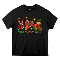 Black Peace Love Elf Christmas Heavy Core Tee - BundleAndBundleShop