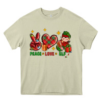 Mossy Peace Love Elf Christmas Heavy Core Tee - BundleAndBundleShop