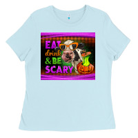Eat Drink And Be Scary Cow Ladies Tee | Teevron