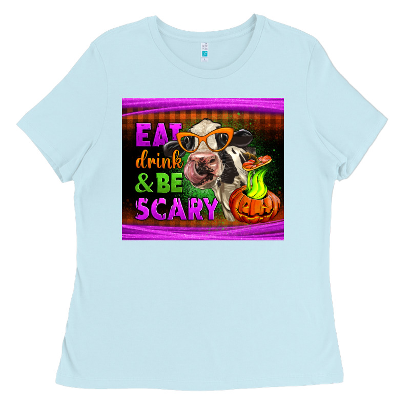 Eat Drink And Be Scary Cow Ladies Tee by LillyAllenDesigns | Teevron