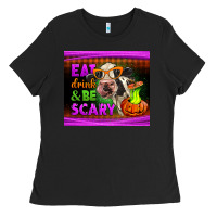 Black eat drink and be scary cow Ladies Tee - LillyAllenDesigns