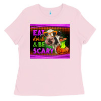 Bubblegum Pink eat drink and be scary cow Ladies Tee - LillyAllenDesigns