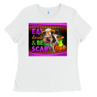 White eat drink and be scary cow Ladies Tee - LillyAllenDesigns