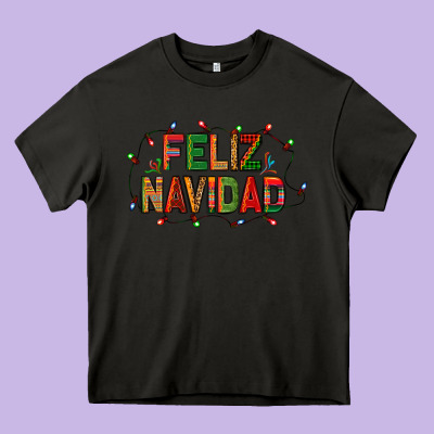 Feliz Navidad Heavy Core Tee Designed By Bundleandbundleshop
