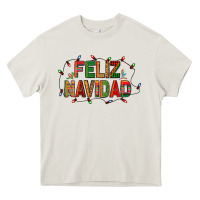 Cream Feliz Navidad Heavy Core Tee - BundleAndBundleShop