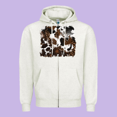 Leopard Cowhide Background Zipper Hoodie Designed By Ranaportraitstore