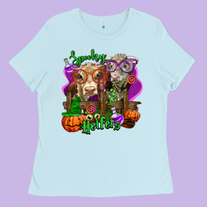Spooky Halloween Cows Ladies Tee Designed By Lillyallendesigns