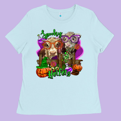 Spooky Halloween Cows Ladies Tee Designed By Lillyallendesigns