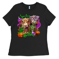 Black spooky halloween cows Ladies Tee - LillyAllenDesigns