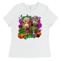 White spooky halloween cows Ladies Tee - LillyAllenDesigns