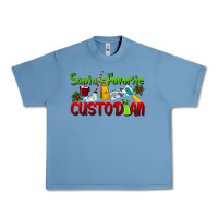 Pebble Blue Santa's Favorite Custodian Urban Heavy Tee - LillyAllenDesigns