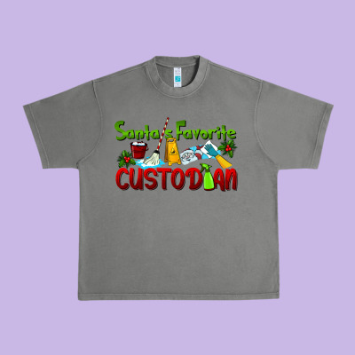 Santa's Favorite Custodian Urban Heavy Tee Designed By Lillyallendesigns