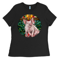 Black christmas pig Ladies Tee - LillyAllenDesigns