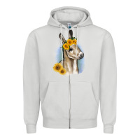 Dove Grey Sunflower Baby Donkey Zipper Hoodie - RanaPortraitStore