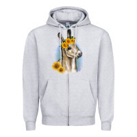 Heather Grey Sunflower Baby Donkey Zipper Hoodie - RanaPortraitStore