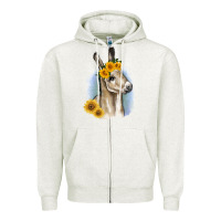 Oatmeal Heather Sunflower Baby Donkey Zipper Hoodie - RanaPortraitStore