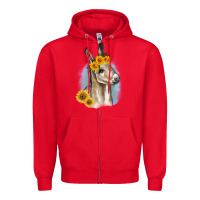 Red Sunflower Baby Donkey Zipper Hoodie - RanaPortraitStore