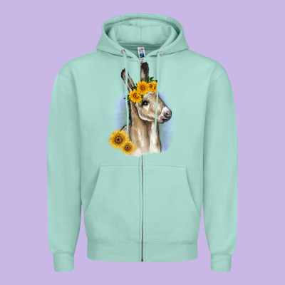 Sunflower Baby Donkey Zipper Hoodie Designed By Ranaportraitstore