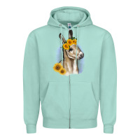 Seafoam Sunflower Baby Donkey Zipper Hoodie - RanaPortraitStore