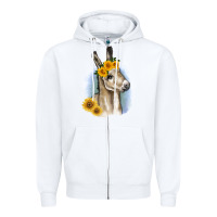 White Sunflower Baby Donkey Zipper Hoodie - RanaPortraitStore