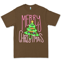 Cacao Merry Neon Christmas Premium Tee - CowhideDigitalArt