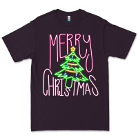 Plum Merry Neon Christmas Premium Tee - CowhideDigitalArt