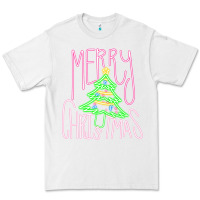 White Merry Neon Christmas Premium Tee - CowhideDigitalArt
