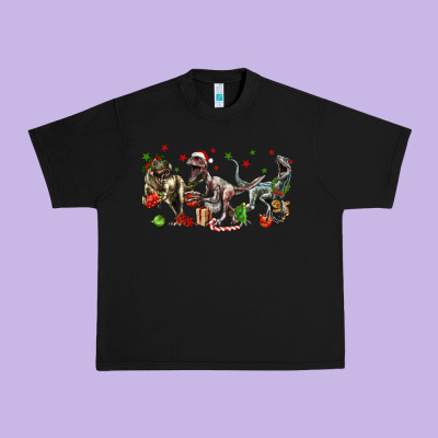 Three Christmas Dinosaurs Urban Heavy Tee Designed By Lillyallendesigns