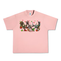 Salmon Three Christmas Dinosaurs Urban Heavy Tee - LillyAllenDesigns