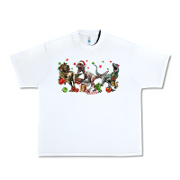 White Three Christmas Dinosaurs Urban Heavy Tee - LillyAllenDesigns