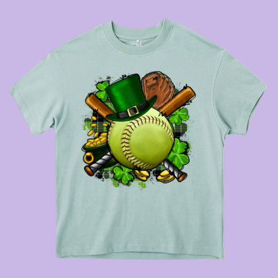 St.patrick's Day Softball Heavy Core Tee Designed By Fadigitalartstudio