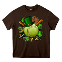 Chocolate Brown st.patrick's day softball Heavy Core Tee - FaDigitalArtStudio