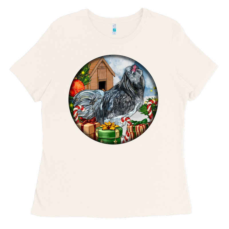 Ameraucana Rooster Christmas Ladies Tee by LillyAllenDesigns | Teevron