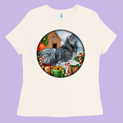 Ameraucana Rooster Christmas Ladies Tee Designed By Lillyallendesigns