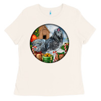Bone ameraucana rooster christmas Ladies Tee - LillyAllenDesigns