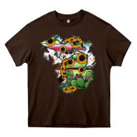 Chocolate Brown Cowhide Michigan map Heavy Core Tee - RanaPortraitStore