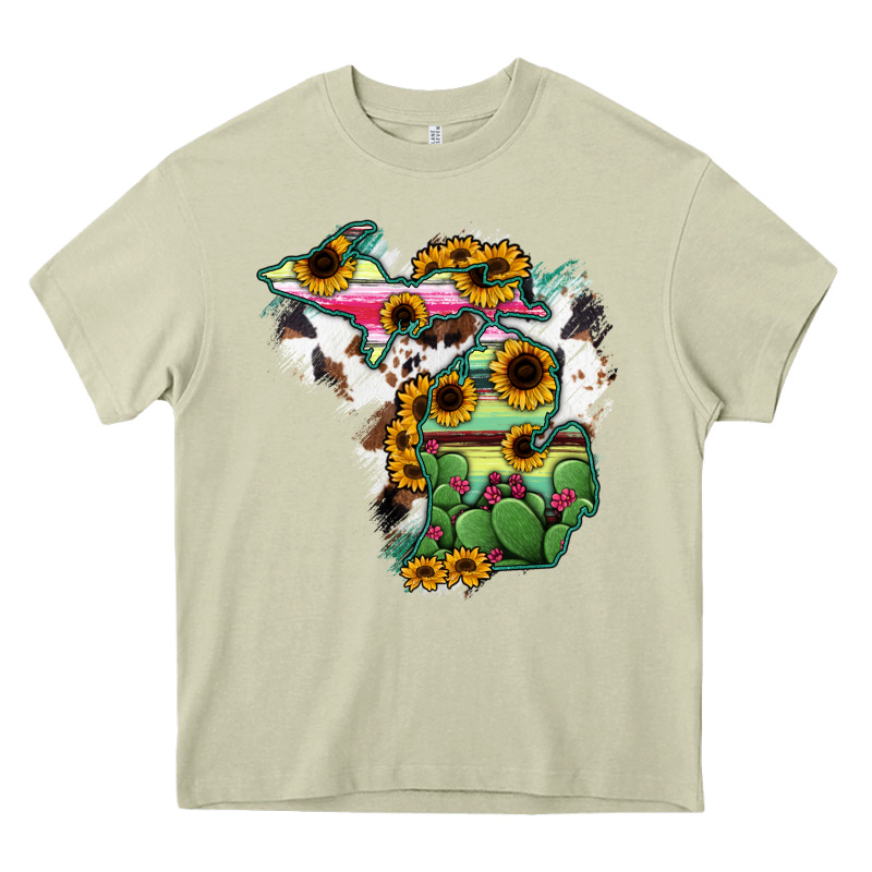 Cowhide Michigan Map Heavy Core Tee by RanaPortraitStore | Teevron