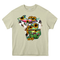 Mossy Cowhide Michigan map Heavy Core Tee - RanaPortraitStore