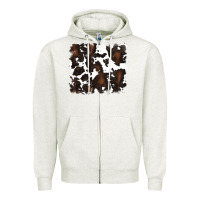 Oatmeal Heather cowhide Zipper Hoodie - RanaPortraitStore